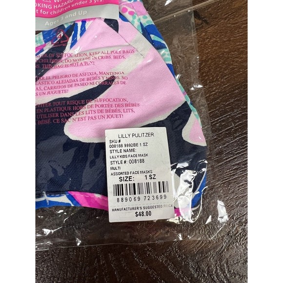 Lilly Pulitzer Kids Reusable Face Masks! One Size, 3 Pack, New! - Picture 5 of 5